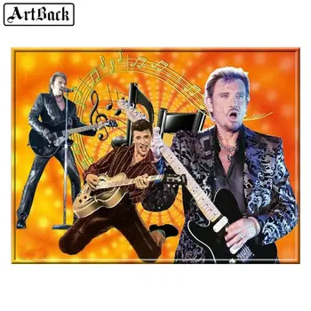 

5d diy diamond painting johnny hallyday full square & round diamond embroidery french rock singer 3d sticker crafts