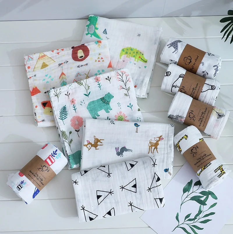 Swaddle Blanket Bath-Towel Bamboo Muslin Baby Cotton Newborn 120cm--110cm