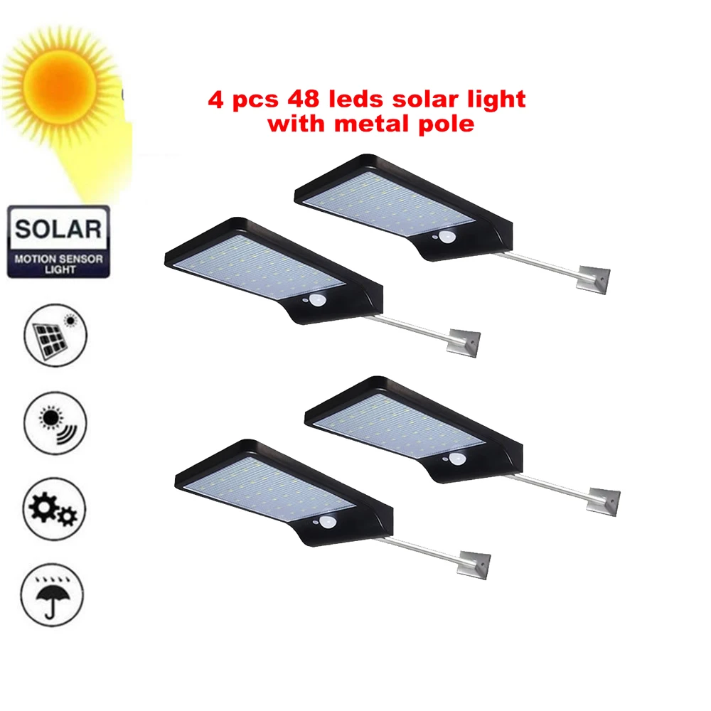 

2/4pcs 48 LEDs Solar Light Human Body PIR Motion Sensor Wall Light Outdoor Waterproof Street Path Home Garden Energy Saving Lamp