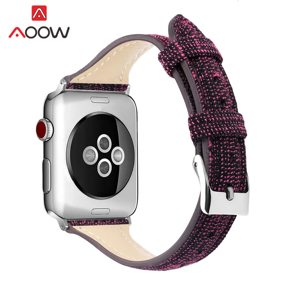 Нейлоновый кожаный ремешок для часов Apple Watch 40 мм 44 мм 38 мм 42 мм Тонкий холщовый ремешок для часов iWatch 5 4 3 2 1 Ремешок Браслет
