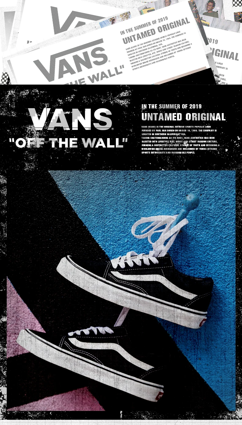 VANS OLD SKOOL/обувь унисекс для скейтбординга; оригинальная классическая черная парусиновая обувь с низким верхом; кроссовки в уличном стиле; VN000D3HY28