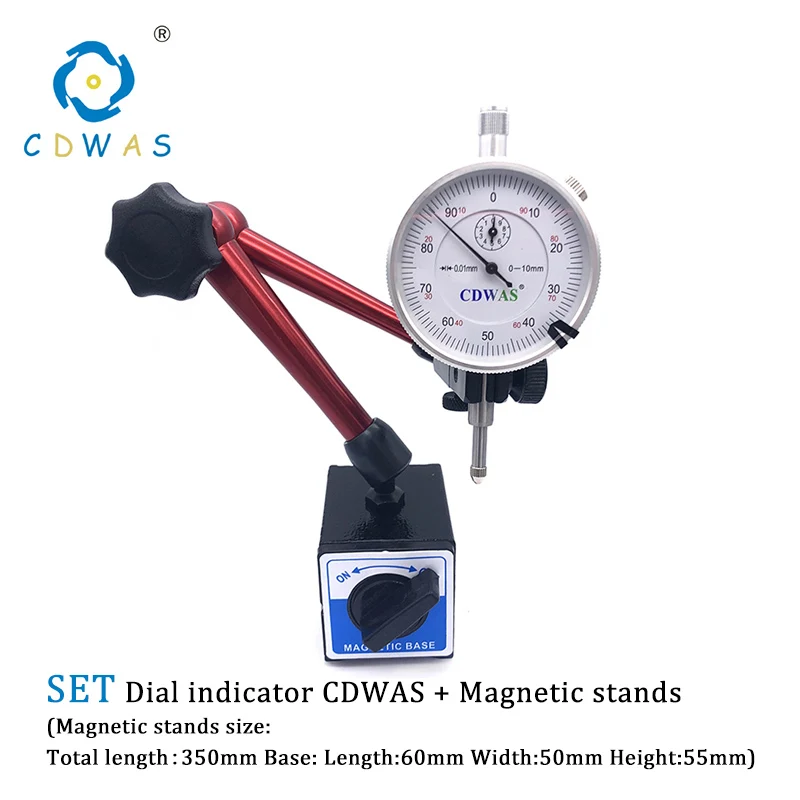 Магнитные подставки индикатор циферблата универсальный магнитный держатель стенд настольная точная шкала индикаторы набор инструментов для измерения - Цвет: 350mm CDWAS Set