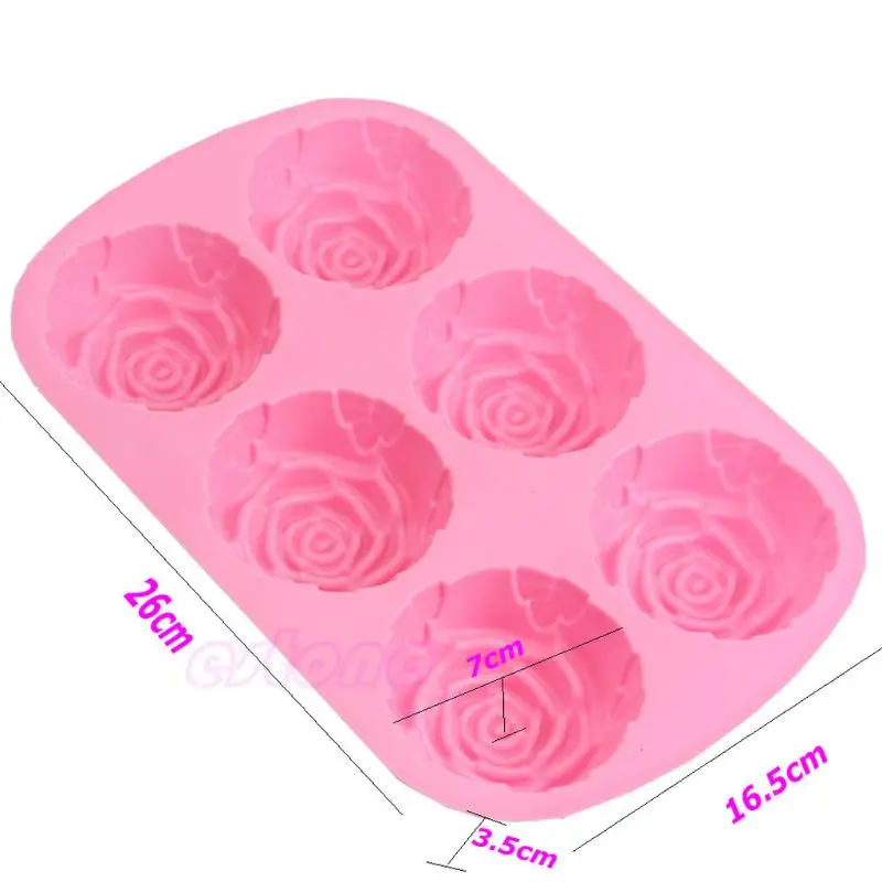 6 полостей роза DIY 3D Мыло Плесень шоколадное печенье льда формы для выпечки торта инструменты 72XF
