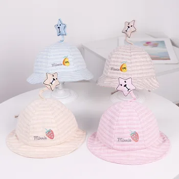 

Baby boy and girl hats 2020 Children's autumn embroidery cotton five-star baby fisherman bucket hat lace baby sun hat beanies