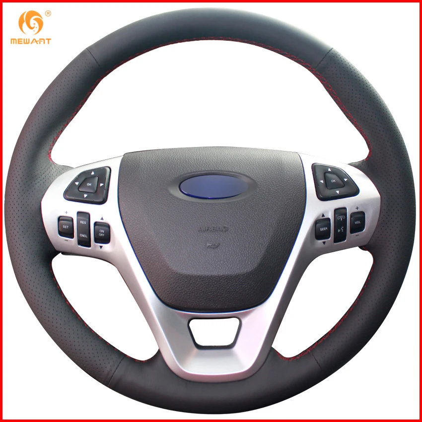 Mewant Black Artificial Leather Car Steering Wheel Cover For Ford