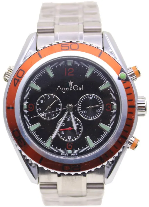 

Luxury New Dive Automatic Mechanical Mens Sports Stainless steel Bracelet Orange Bezel Black Rubber Watches James Bond 007 Style
