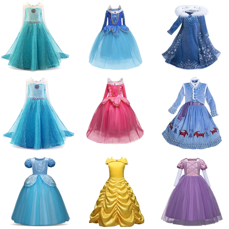 Платье принцессы для девочек; маскарадное платье «Эльза 2»; маскарадный костюм «Жасмин», «София», «Золушка»; Карнавальная одежда; Fantasia Infantil