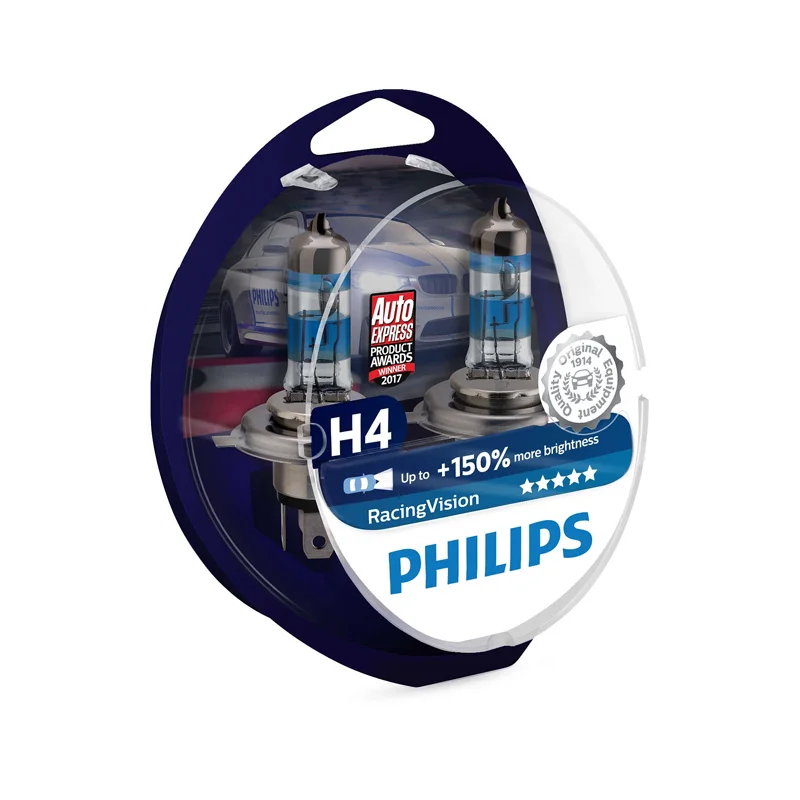 Philips H7 H4 12V 55W Racing Vision галогенная фара 150% ярче автомобильные лампы оригинальные лампы - Emitting Color: H4