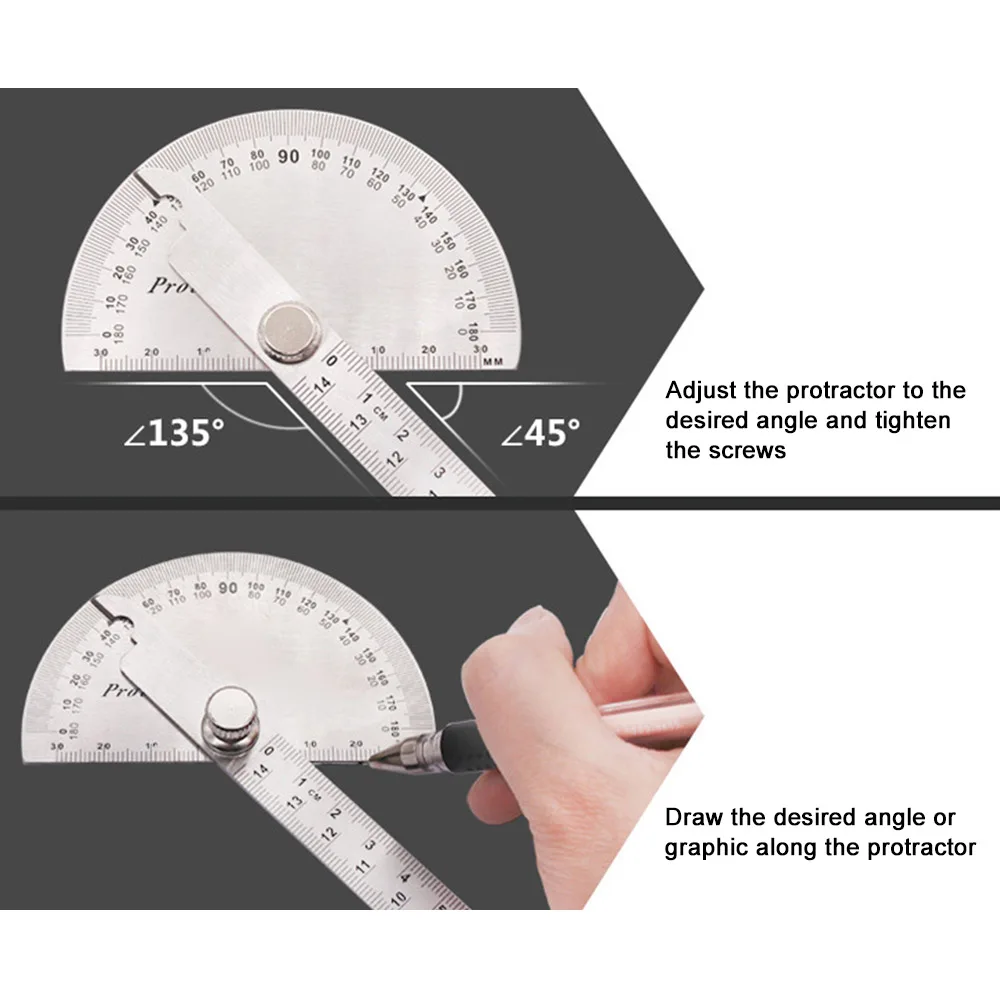 0-180 градусов угловая линейка круглая головка роторный транспортир 100-150 мм Регулируемый универсальный измерительный инструмент из нержавеющей стали