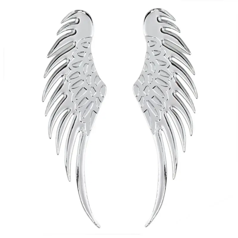 Автомобиль Серебряный тон сплава Ангел значок Wings наклейки 2 шт