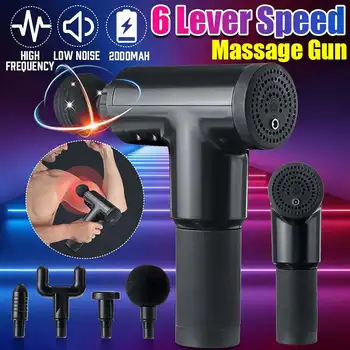 

6 Gears Therapy Massage Guns 3600r/min Muscle Massager Pain Sport Massage Machine Relax Body Slimming Relief 6 speed 4 Heads