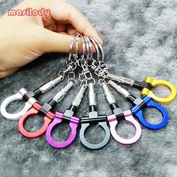 

50pcs/Lot Mixed Metal Car Parts Key Chain Mini Tow Hook Keychain PINTLE HOOK Keyrings Car Key Ring