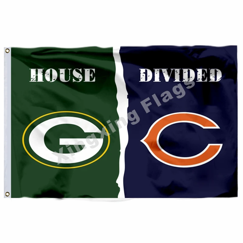 Green Bay Packers New York Giants House Divided Flag 3ft X 5ft Polyester 1 Banner Size No.4 90X150cm Custom Flag