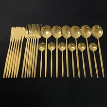  24Pcs Colorful Dinnerware Set Stainless Steel Cutlery Set Kitchen Mirror Gold Tableware Set Knife Fork Spoon Dinner Set 
