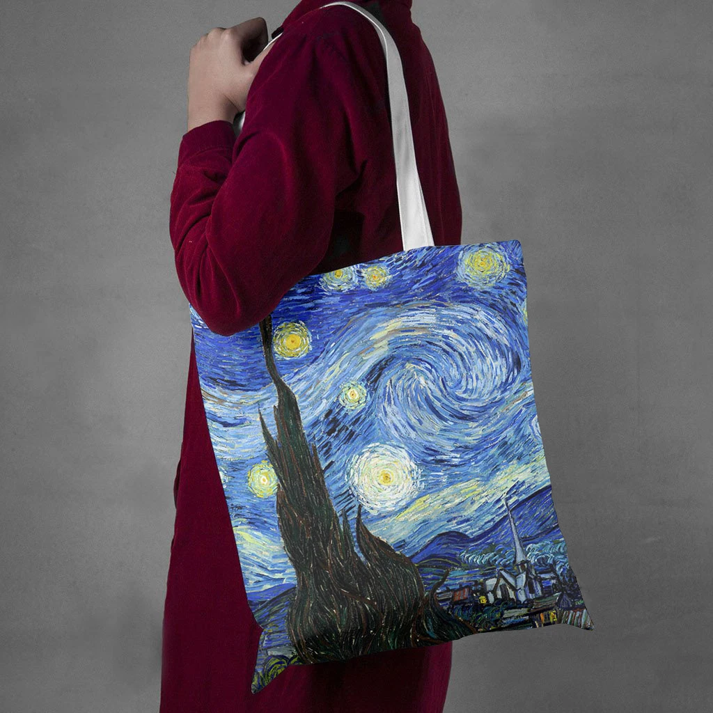 New Style Oil Painting Canvas Tote Bag Retro Art Fashion Travel Bag Women Leisure Eco Shopping High Quality Foldable Handbag