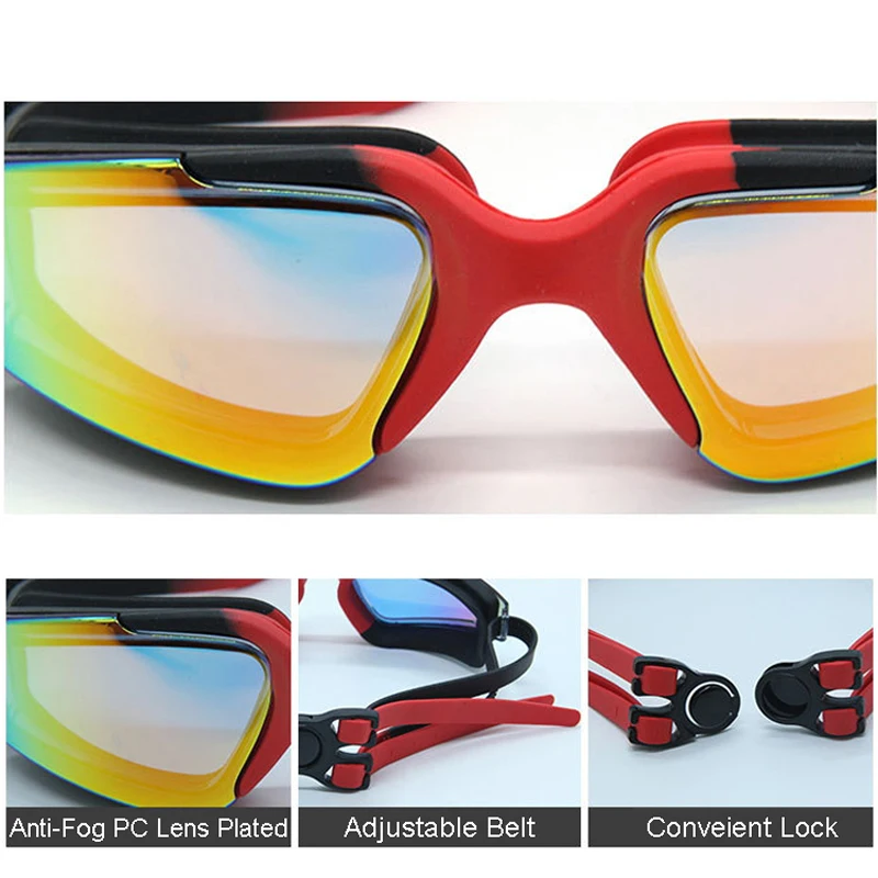 Plated Gel Silicone Anti Fog Swimming Goggles Anti-UV Adjustable Swimming Pool Training Glasses Men Women Swim Eyewear Adult
