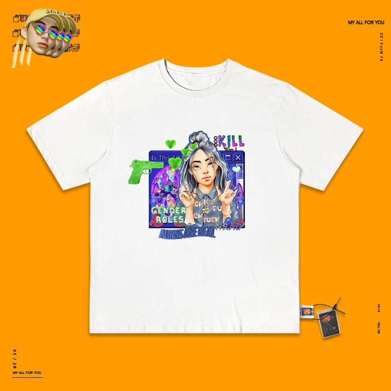 Rap Singer Pyrus Pear Periphery Billie Eilish Fluorescence Green Hip-hop Ins Loose Short Half Sleeve T Shirt