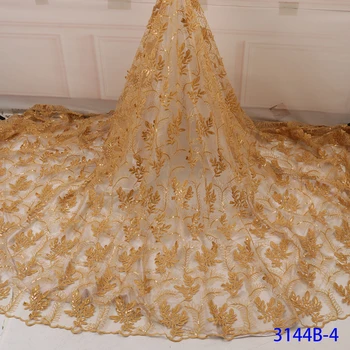 

Latest African Sequins Embroidered Lace Fabric for Wedding Party Women French lace Fabrics Europe And American Fashion Fabric