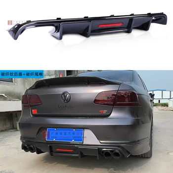 

For Volkswagen Passat B7 2012-2016 ABS Black Rear Bumper Lip Trunk Spoiler Rear Diffuser Protector Car Styling
