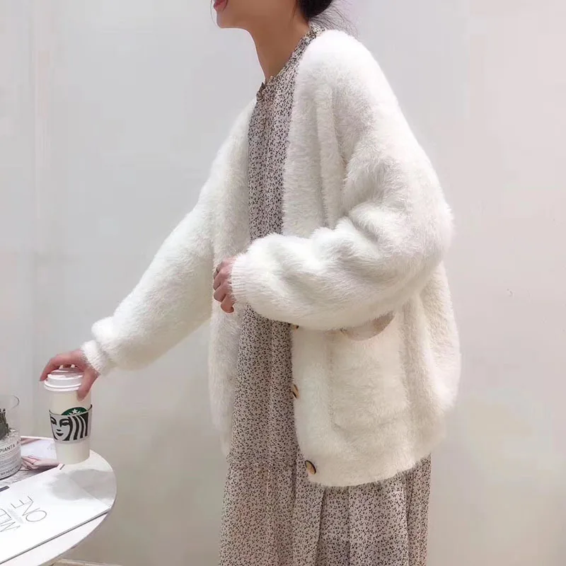 

Loose-Fit Network hong yang Gas Sweater Cardigan Women's 2019 Autumn And Winter New Style Korean-style Mid-length Imitation Mink