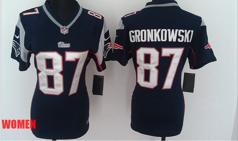 Stitiched,New England s,Tom Brady,Rob Gronkowski,Julian Edelman for youth,KIDS,women Jersey - Цвет: Черный