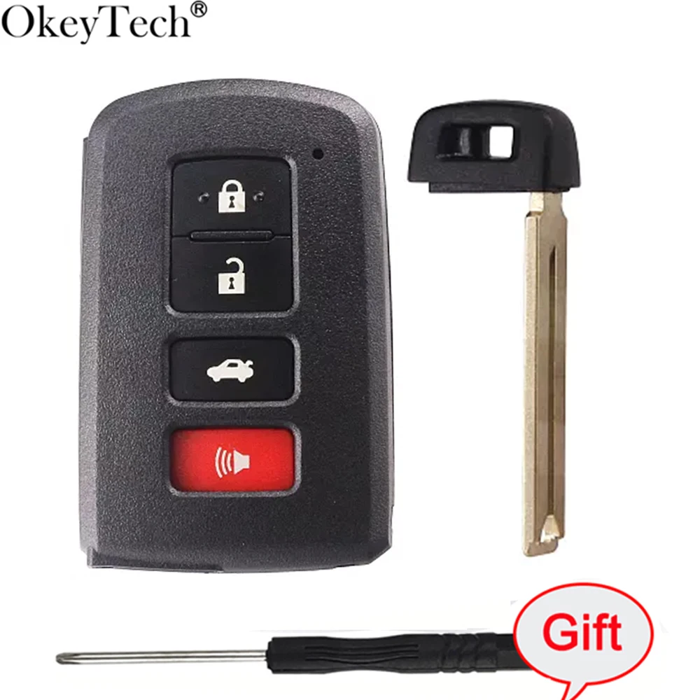 

Okeytech Smart Remote Key Shell Case Fob 4 Buttons for Toyota Avalon Camry Replacement TOY12 Blade With Screwdriver