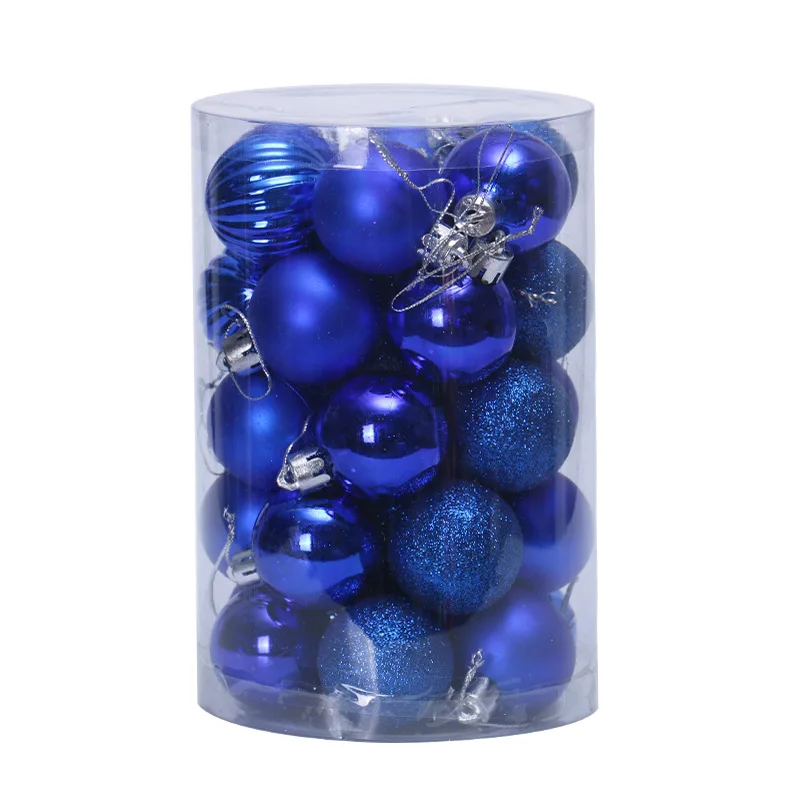 34 шт./лот, цвет 6 см/2,4 дюйма, украшение для рождественской елки, шар, висячие украшения, блестящий шар-безделушка для дома, украшение для бара и вечеринки - Цвет: Deep-Blue