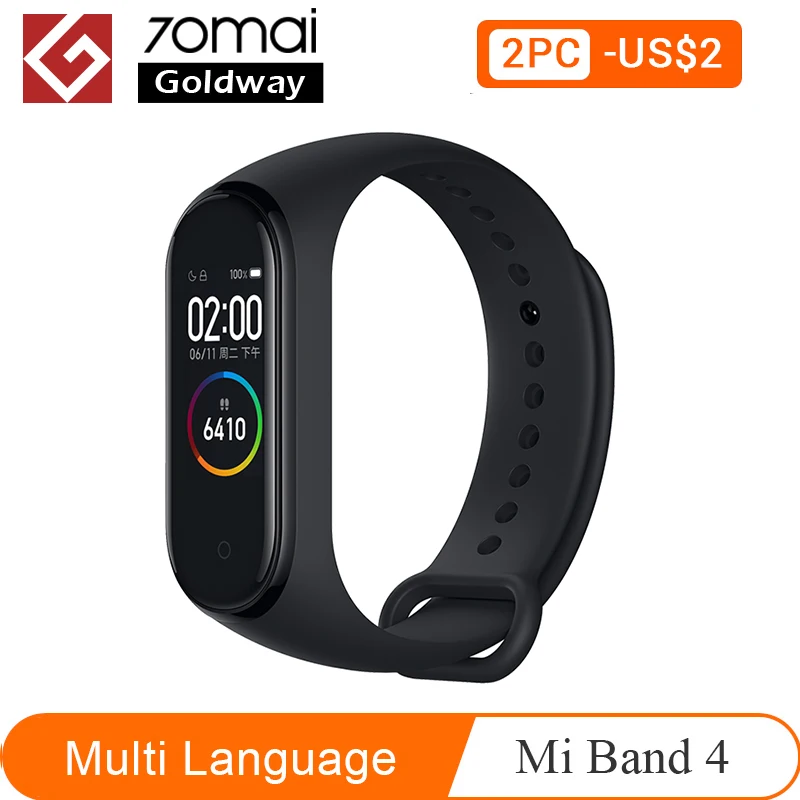 Оригинальный Смарт браслет Xiaomi Mi Band 4 5 цветов AMOLED SmartBand фитнес трекер сердечного