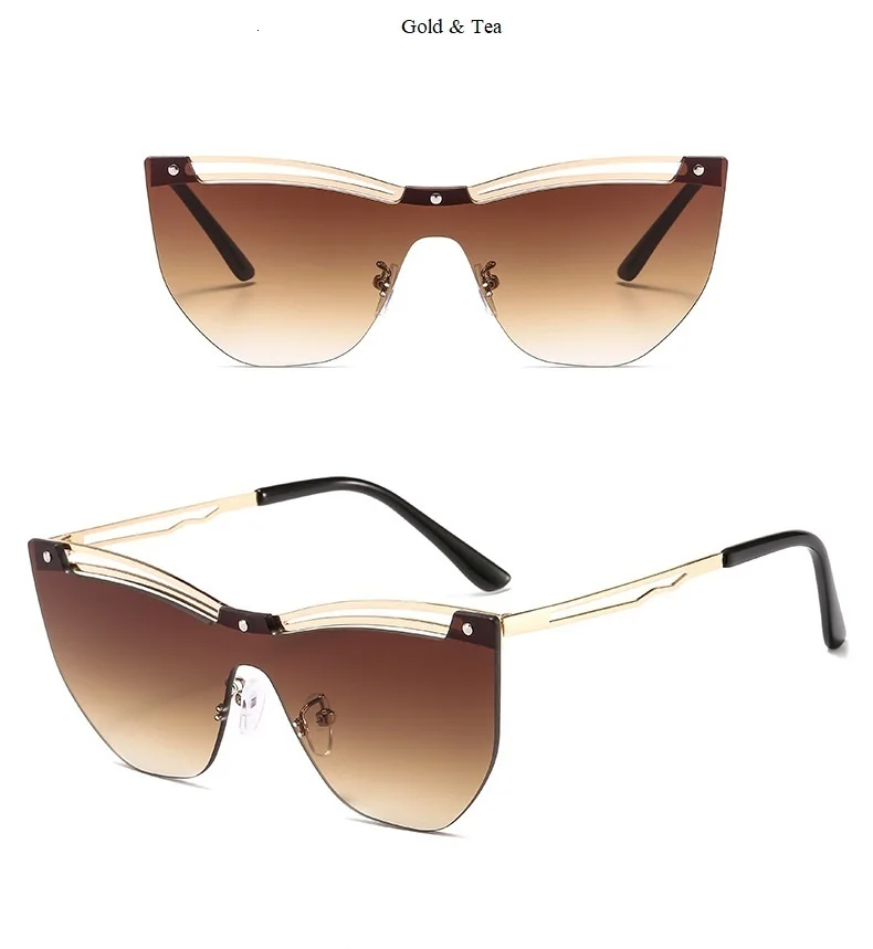 Брендовые женские солнцезащитные очки без оправы,, модные, полые, негабаритные, градиентные, солнцезащитные очки, женские, знаменитые, ретро оттенки