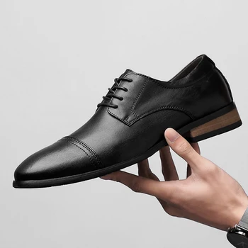 

men business Dress Shoes Man Loafers genuine Leather Suit Shoes Pointed Toe Formal Oxfords Wedding Shoe For Men big size 48 o4