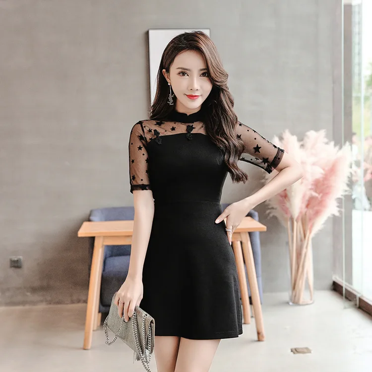 

Dress 2018 Summer Wear New Style WOMEN'S Dress Korean-style Slim Fit Waist Hugging Formal Dress-Style A- line Skirt