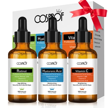 

Cosprof 3Pcs Vitamin C Hyaluronic Acid Retinol Serum Moisturizer Facial Skin Care Set Anti Wrinkle Anti Aging Collagen Essences