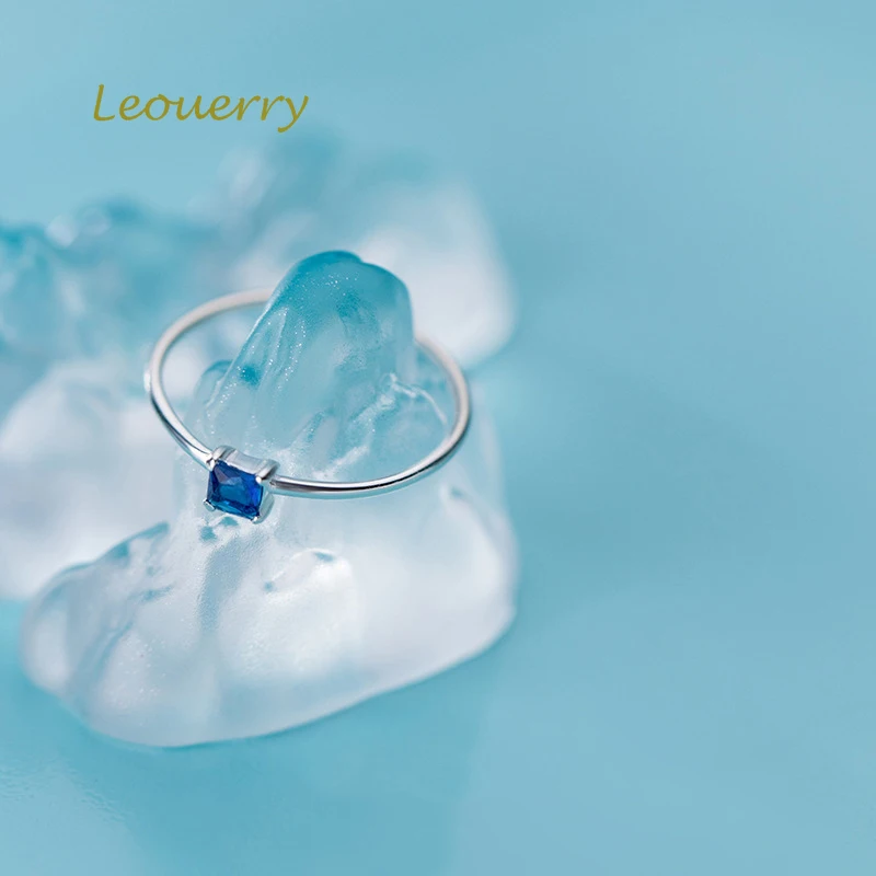 Leouerry, 925 пробы, серебряное, шикарное, голубое, белое, циркон, открытые кольца, для женщин, элегантное, на кончик пальца, обручальное, для вечеринки, ювелирное изделие