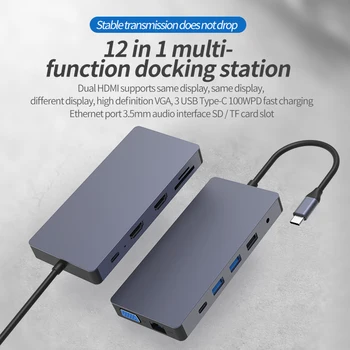 

Blueendless USB C Hub, Type C Adapter with Ethernet,HDMI,VGA,SD/TF Card Reader,Mic/o,for Type C Laptops