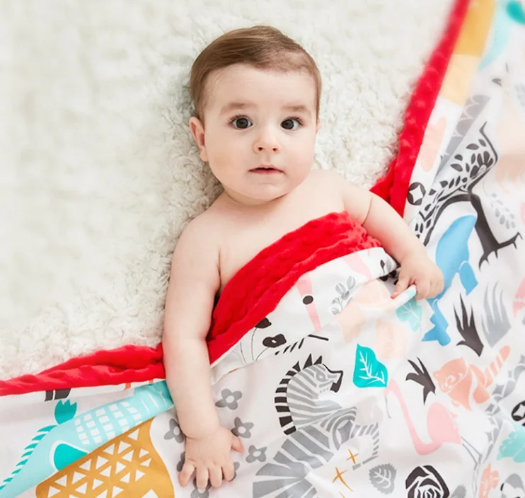 ?Stock 75*95cm cute design Newborn selimut cartoon animals Soothe Baby Thermal Soft Fleece Velvet Blanket Bedding Set