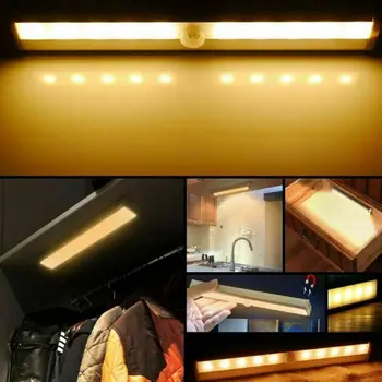 

10 LED Motion Sensor Closet Light Home Wireless Night Cabinet Battery Powered