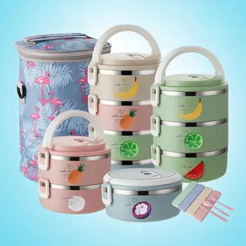 

Japanese Lunch Box Multi-layer Stainless Steel Insulated Lunch Box Student Female Korean Version Cute Lunch Box Office Worker