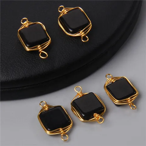 Natural Faceted Metal Wire Wound Winding Stone Connector Pendant Charm For Jewelry Making Bracelet Necklace Wholesale Gifts