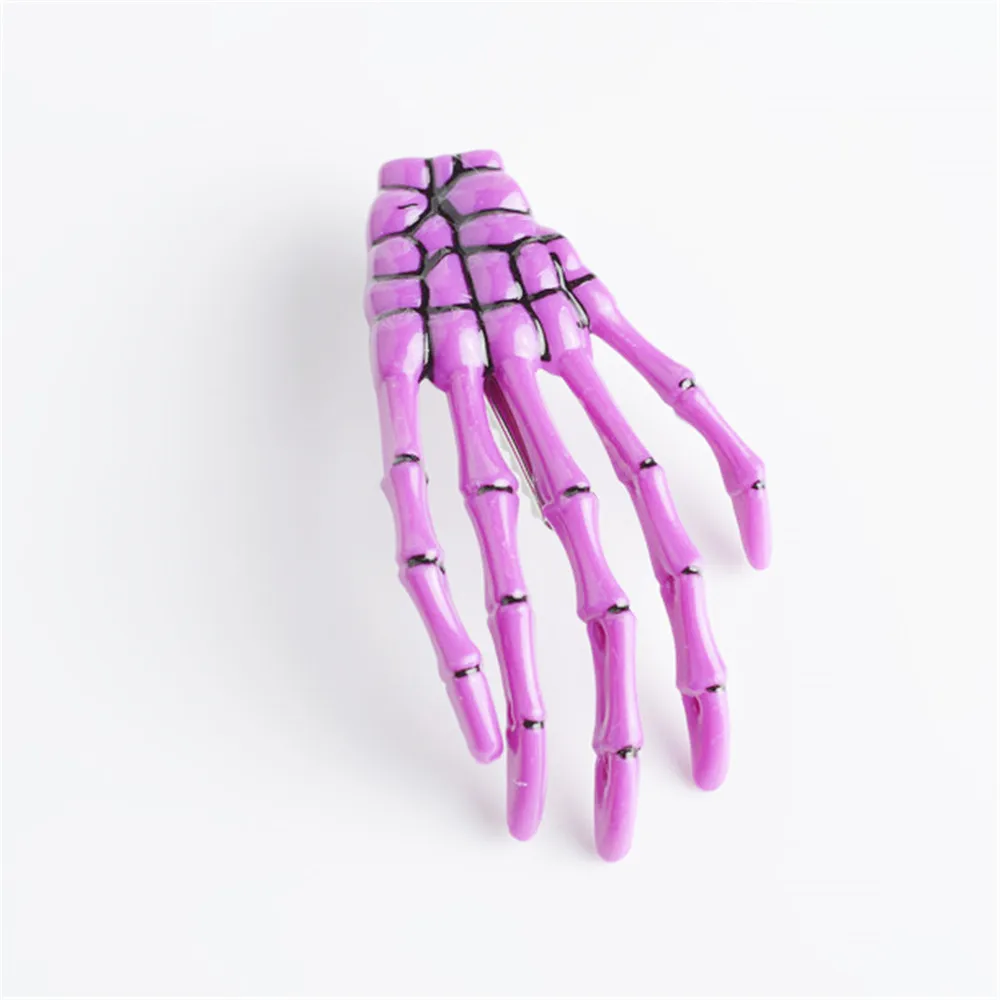 Purple 1 шт., ручная работа, заколка для волос с черепом и скелетом, заколка для волос, заколка для волос в стиле зомби, панк, ужас, заколка, аксессуары для волос - Цвет: Purple