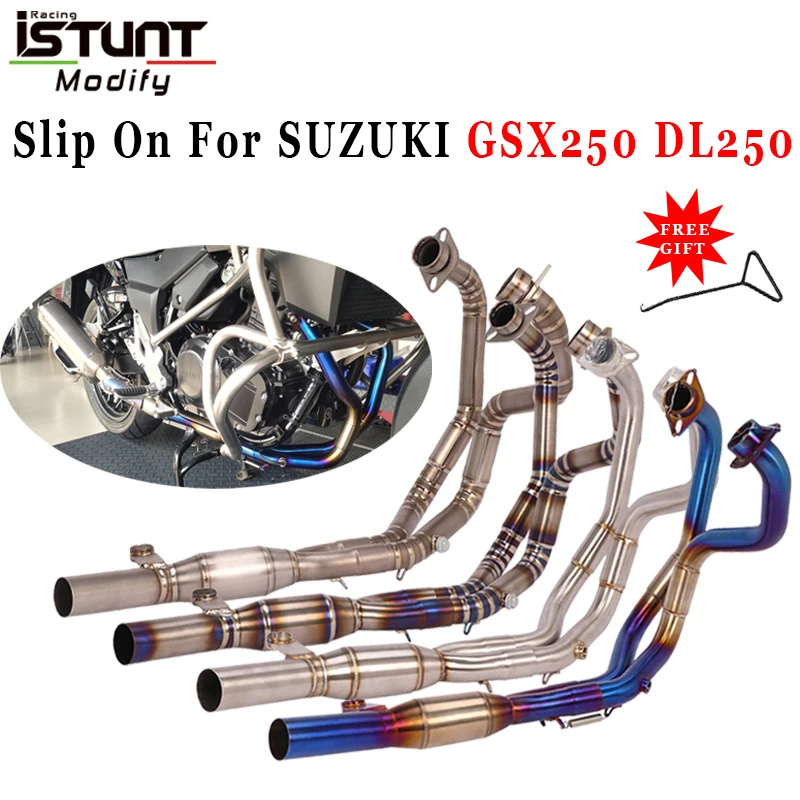 

Slip on Full System Motorcycle Exhaust Escape For SUZUKI GSX250R GSX250 DL250 Modify Connect Front Mid Link Pipe Without Muffler