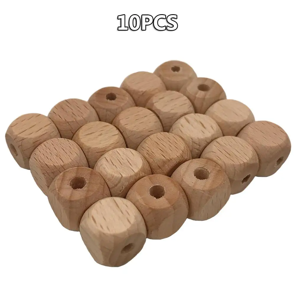 10PCS Dice 10 шт./партия, деревянные Прорезыватели для зубов, кубики, бусины 12 мм в форме кубиков, прорезыватели для прорезывания зубов, цепочка для сосок, детские игрушки, подарок - Цвет: 10PCS Dice