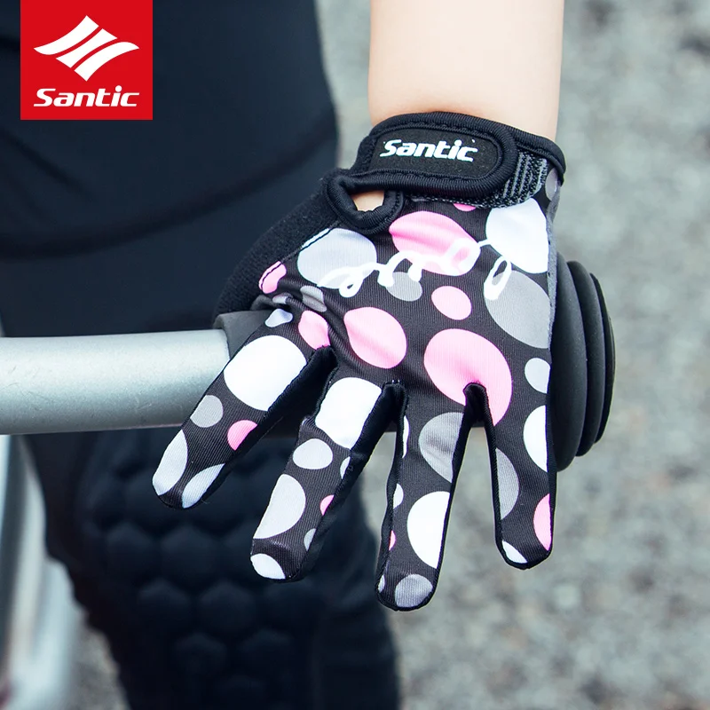 Santic, милые детские спортивные перчатки, PRO, полный палец, детские велосипедные перчатки, дышащие, противоударные, для мальчиков и девочек, велосипедные перчатки