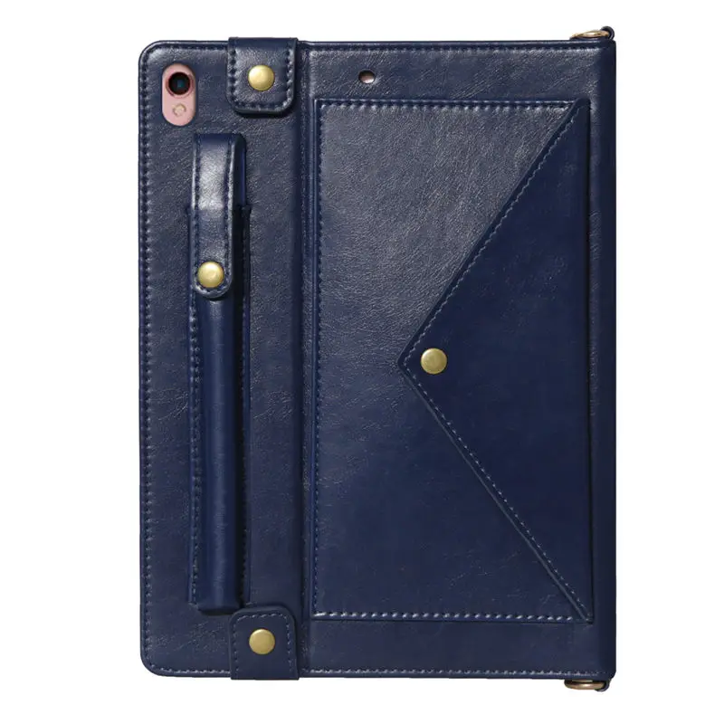 Blue Для Ipad Mini 1 2 3 4 5 Чехол поколение Ремень Через Плечо Сумка дизайнерский кожаный чехол держатель ручки для карточек модные деловые мужские и женские переноски - Color: Blue