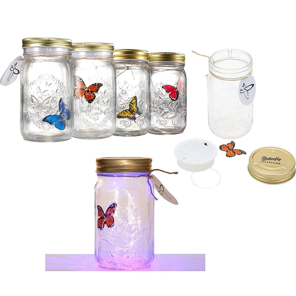 Детский светодиодный светильник, электронная домашняя стеклянная бутылка для декора, романтическая красивая бабочка на день рождения