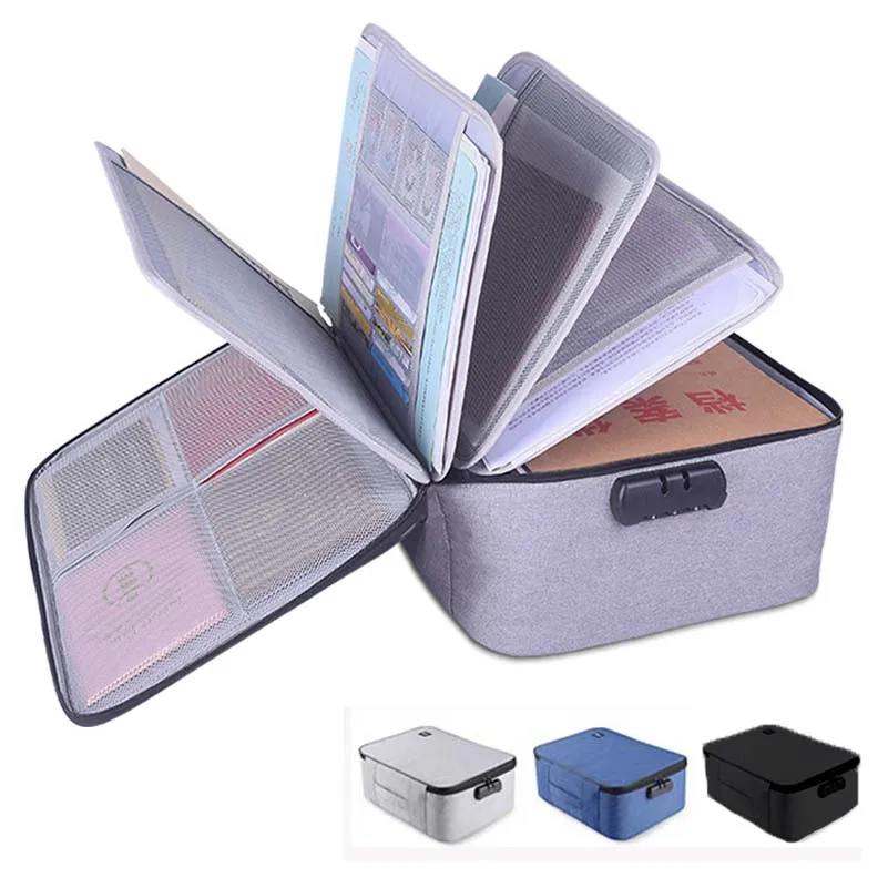 

15cm Deep High Quality Large Capacity Document Storage Bag With Password Lock Waterproof Document Bag Organizer Credential Bag