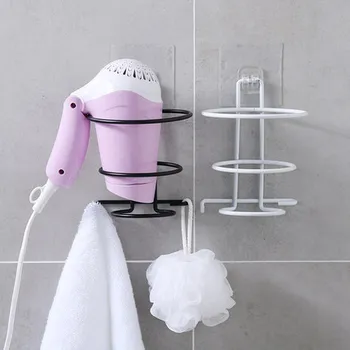 

Practical Wall Mounted hair dryer holder free standing hairdryer rack with hook bathroom organizer Hotel bathroom shelf