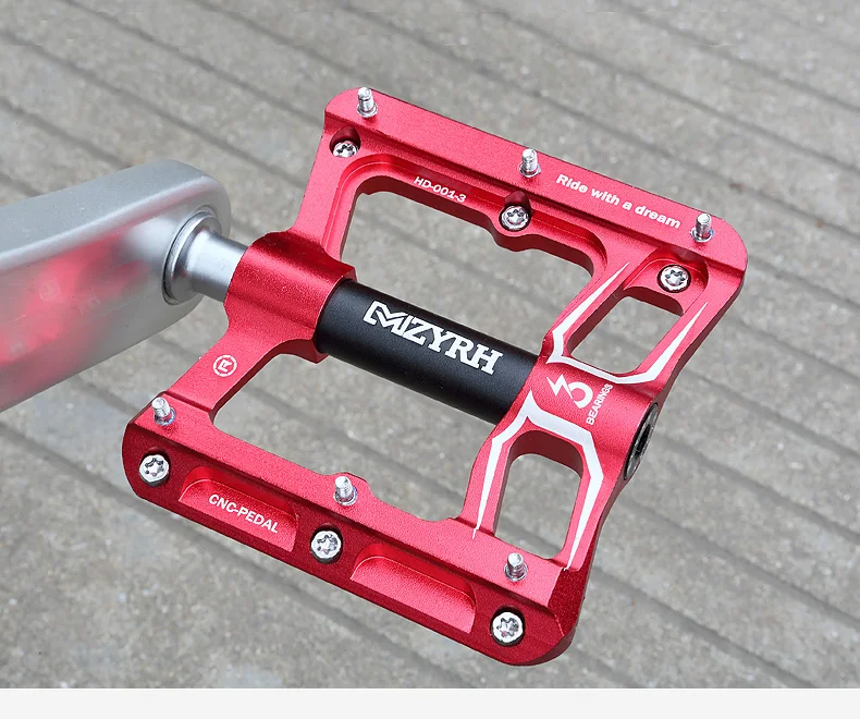 MZYRH 3 Bearings Bike Pedals Non-Slip MTB Pedals Aluminum Alloy Flat Applicable Waterproof Cycling Accessories