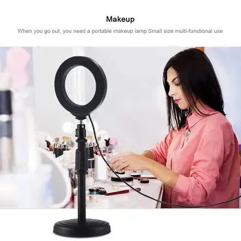 

Round Base Desktop Mount + 4.6 Inch/6.2inch 3 Modes Usb Dimmable Led Ring Vlogging Video Light Adjustable Height: 18Cm-28Cm
