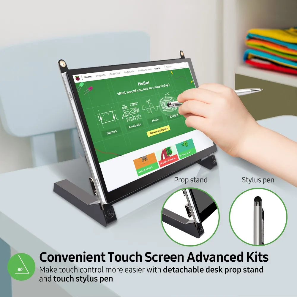 US $76.05 UPERFECT 7 inch HDMI LCD Monitor 1024600 IPS Capacitive Touch Screen Supports Raspberry Pi Jetson Nano Win10 Switch Xbox PS4
