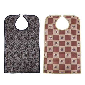 

2PCS Vintage Waterproof Adult Mealtime Bib Protector Disability Aid Apron